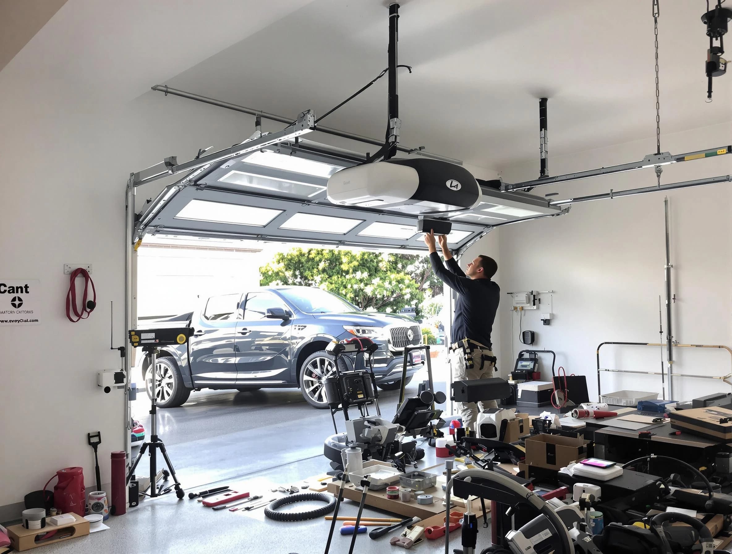 Scotch Plains Garage Door Repair specialist installing smart garage door opener system in Scotch Plains home