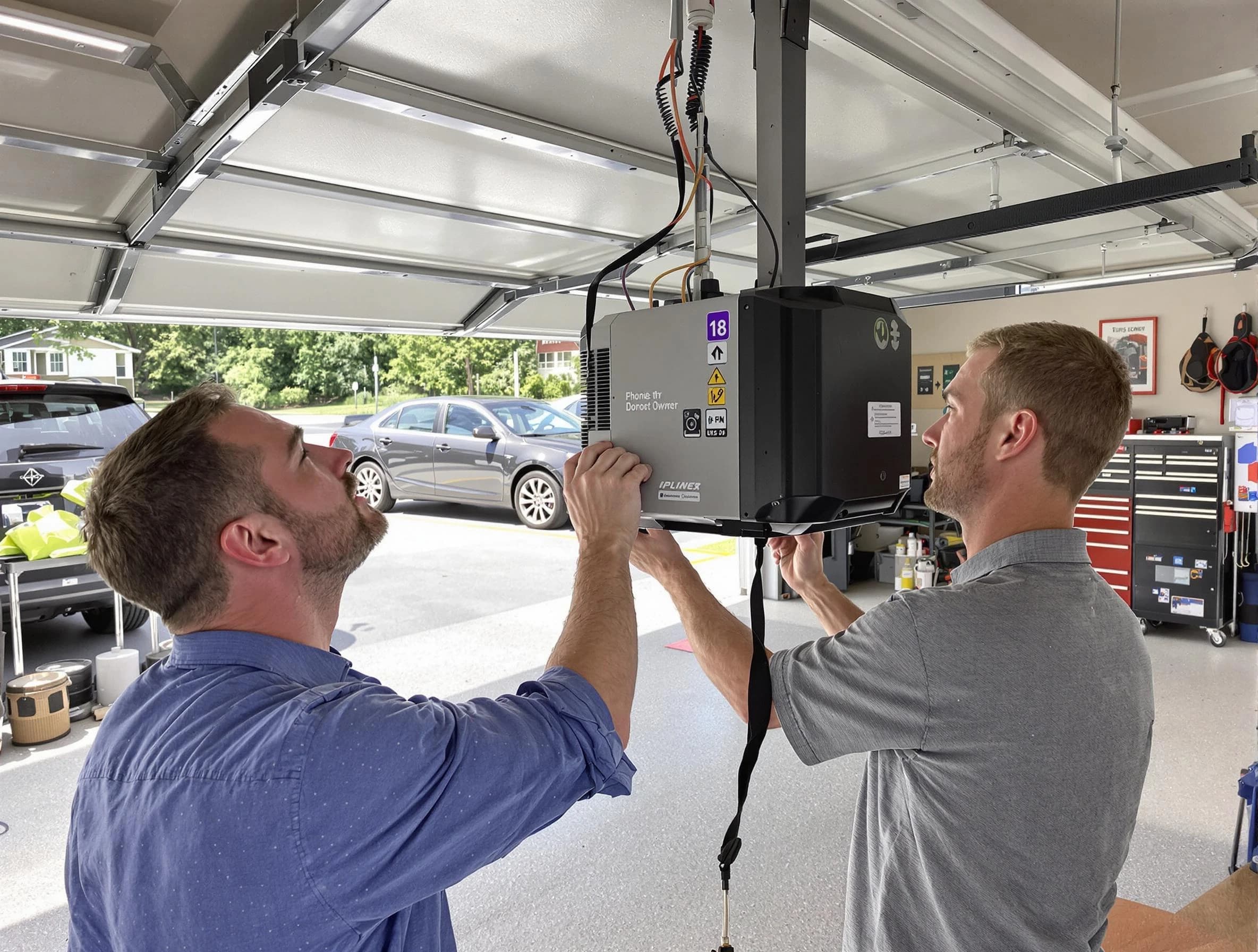 Scotch Plains Garage Door Repair technician installing garage door opener in Scotch Plains