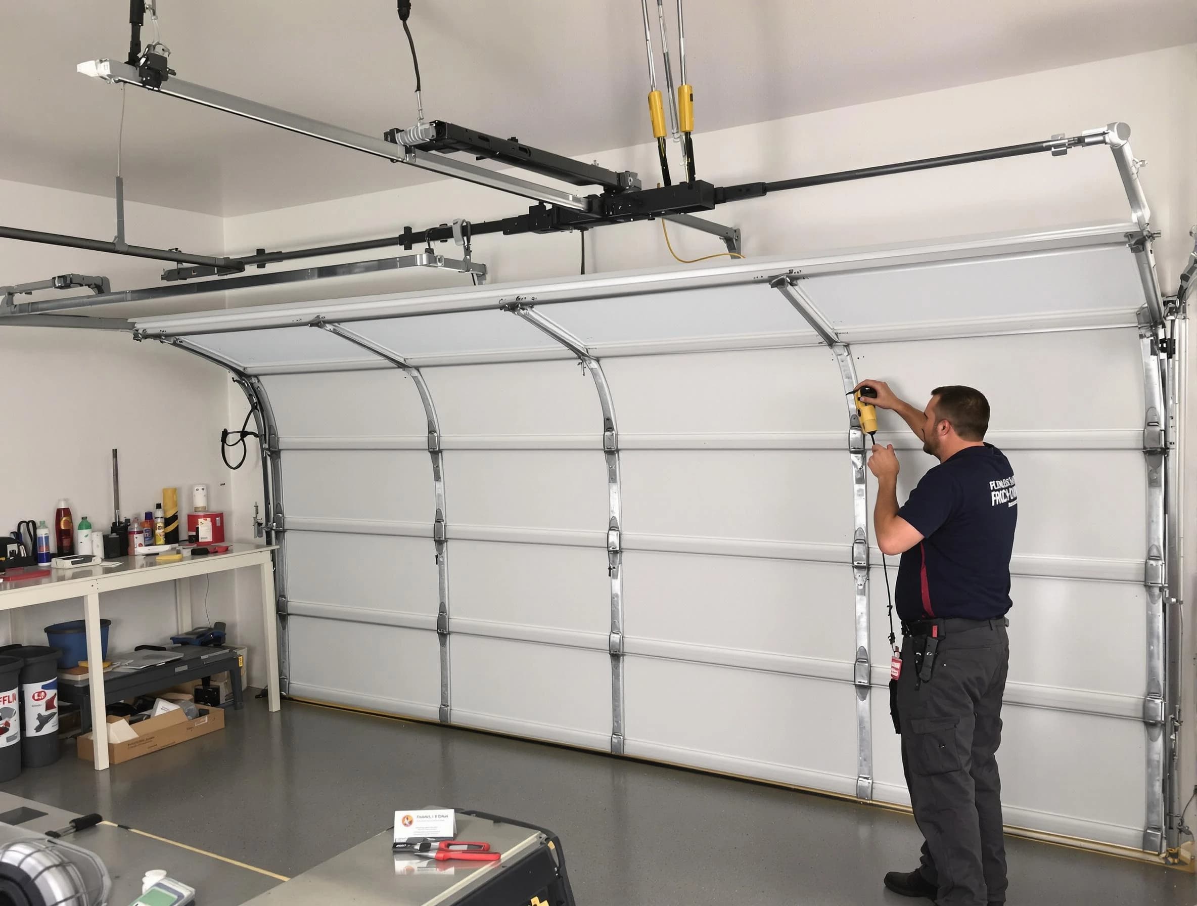 Scotch Plains Garage Door Repair certified technician performing overhead door system repair in Scotch Plains