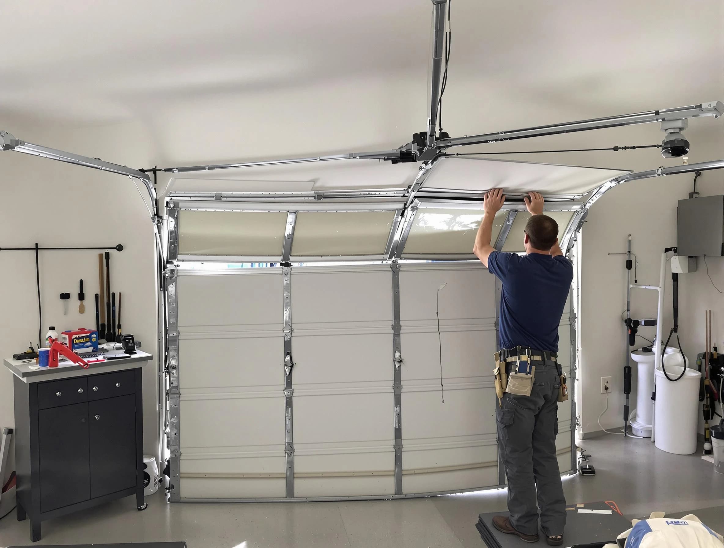 Scotch Plains Garage Door Repair specialist performing precise section replacement on Scotch Plains garage door