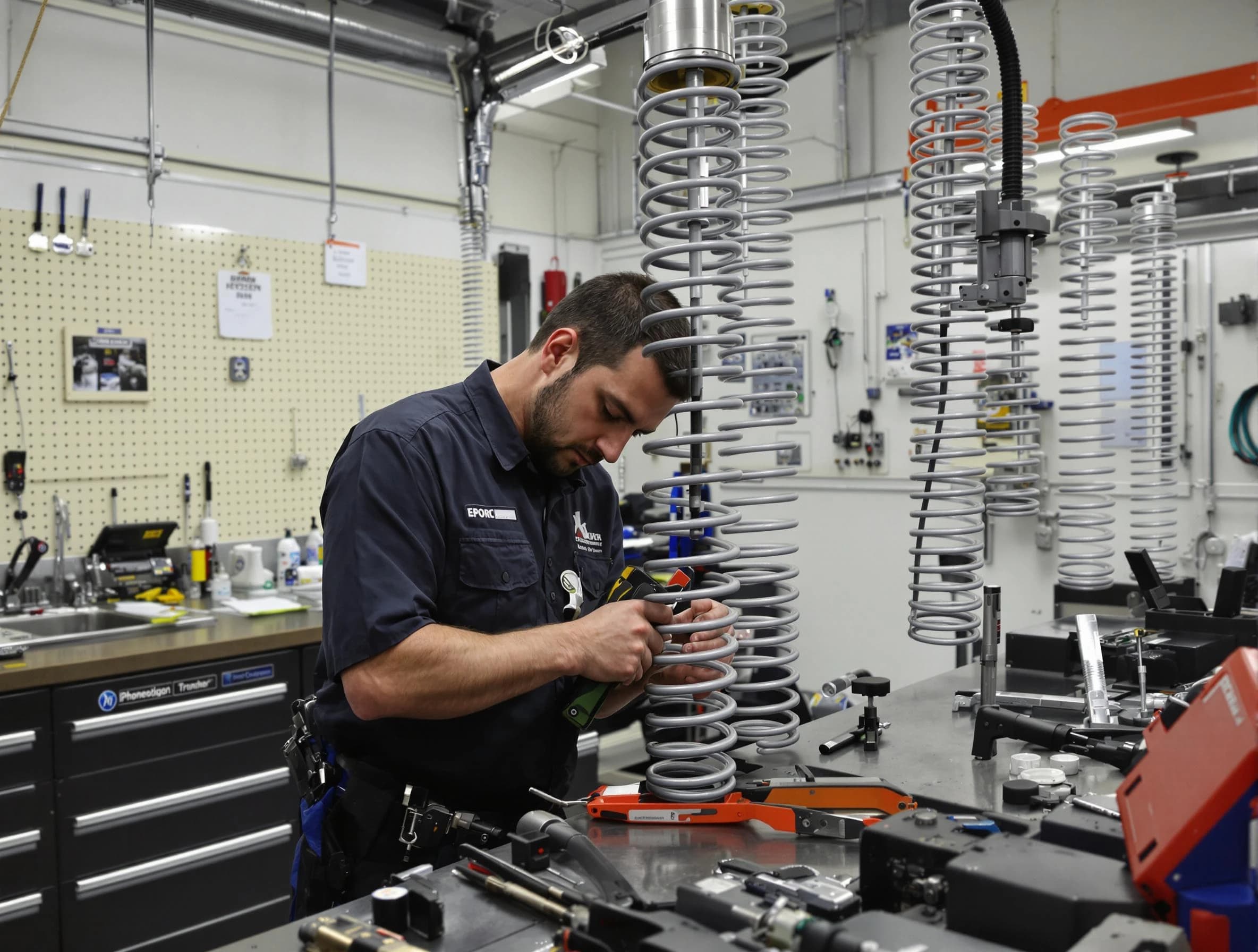 Scotch Plains Garage Door Repair technician performing spring repair in Scotch Plains